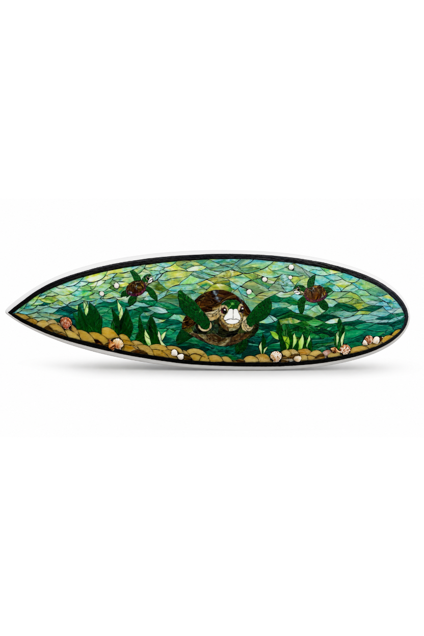 Sea Turtle Mosaic Surfboard Art
